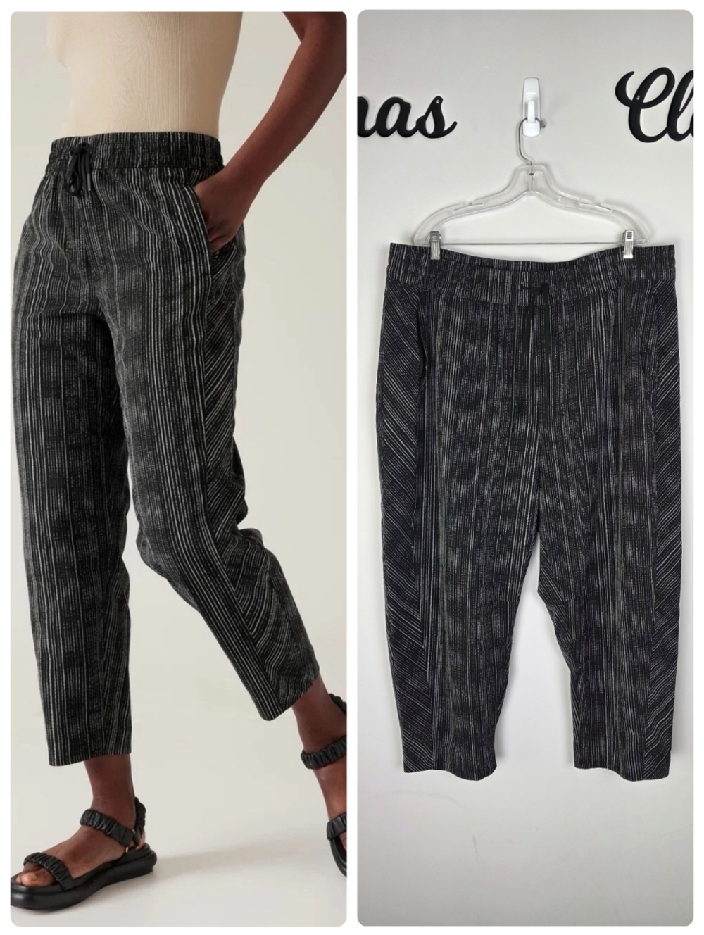 Athleta Arrival Crop Striped‎ Balloon pants Size Women's Plus 22 Zipper Pockets